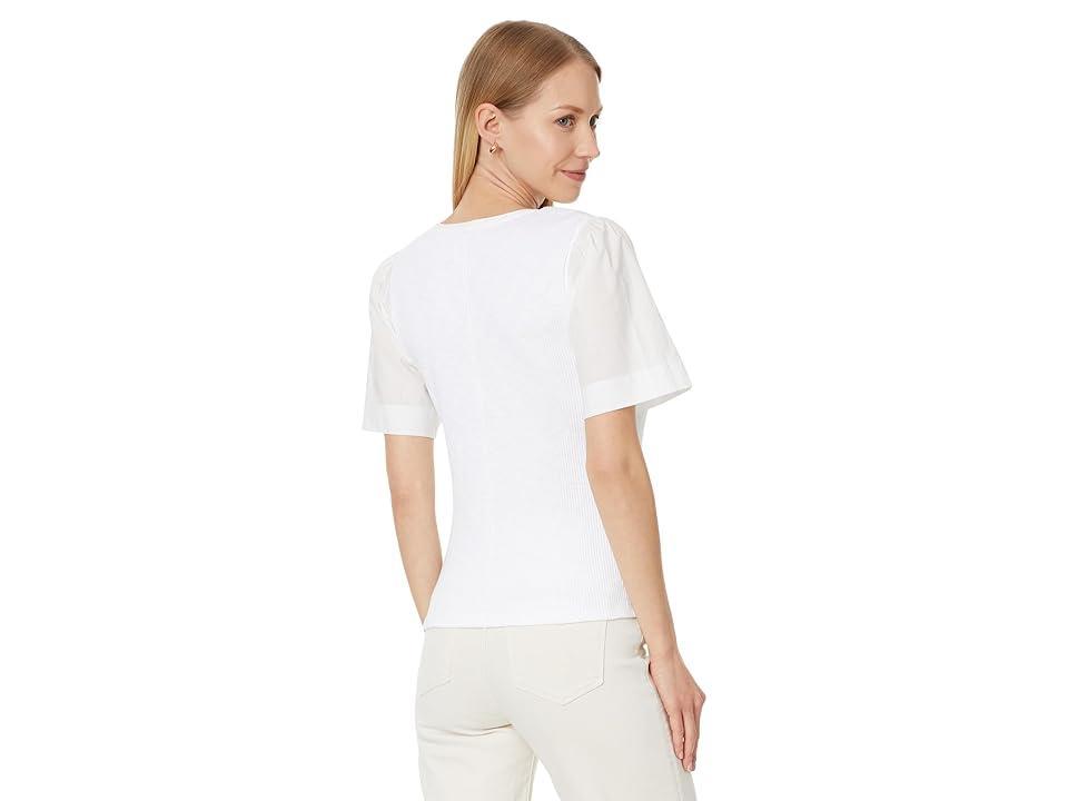 Lilla P Woven Sleeve Split Neck Women's Blouse Product Image