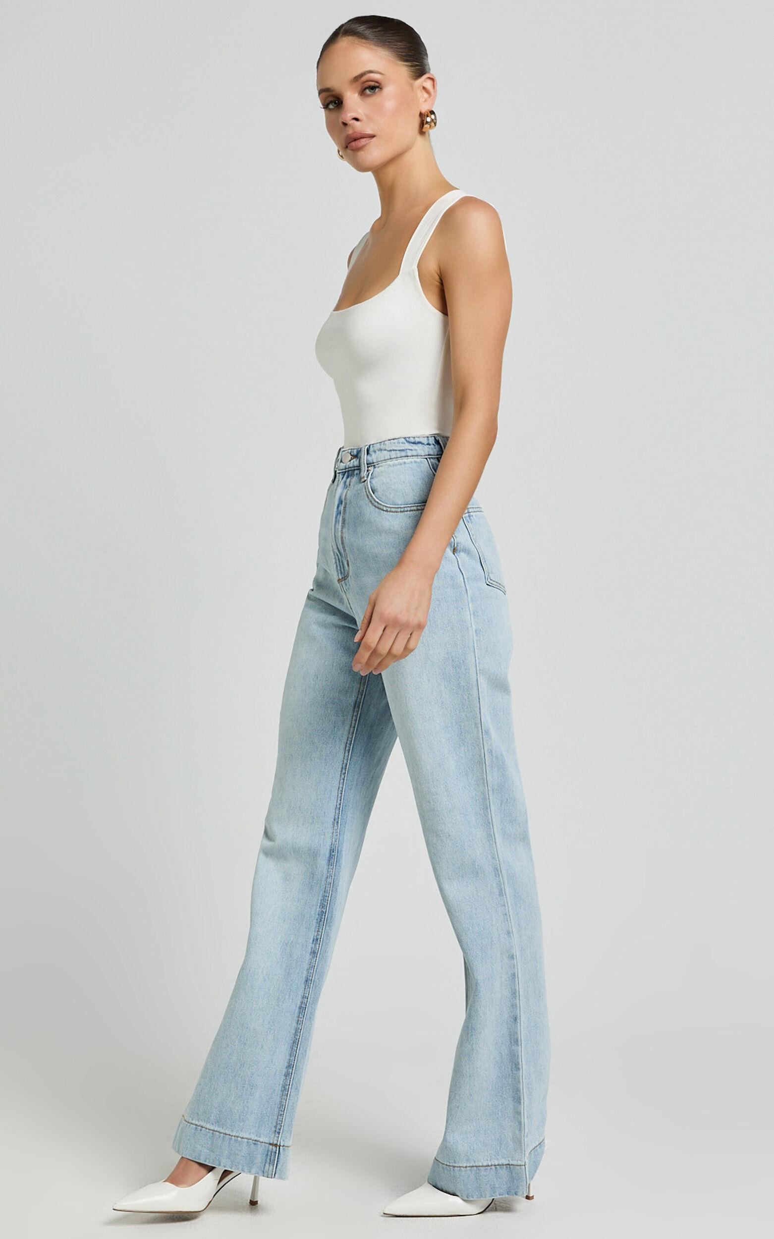 Emman Jeans - High Waisted Cotton Wide Leg Denim Jeans in Sunday Blue Product Image
