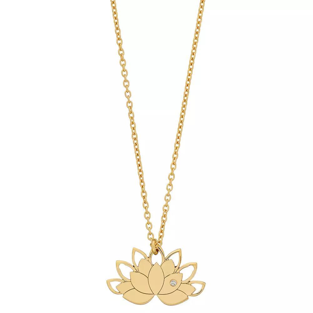 Sterling Silver Lotus Pendant Necklace, Women's, Size: 18", 18k Gold Over Product Image