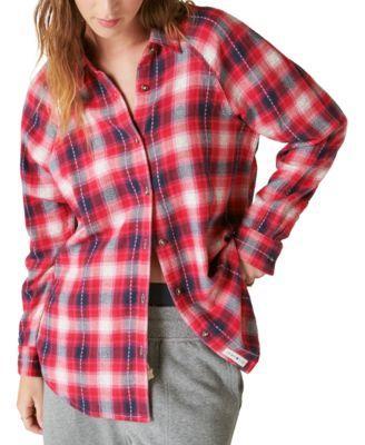 Lucky Brand Oversized Plaid Tunic Clover Plaid) Women's Clothing Product Image