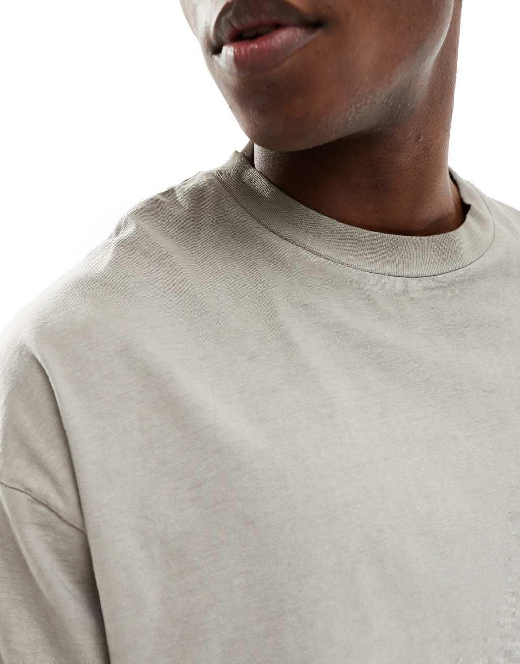 Bershka boxy fit washed t-shirt in gray Product Image