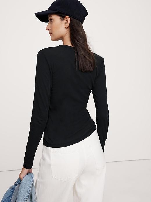 Airy Cotton Crepe Crew-Neck T-Shirt Product Image