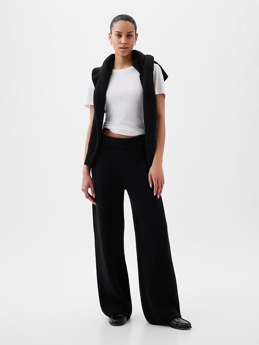 CashSoft Shaker-Stitch Sweater Pants Product Image
