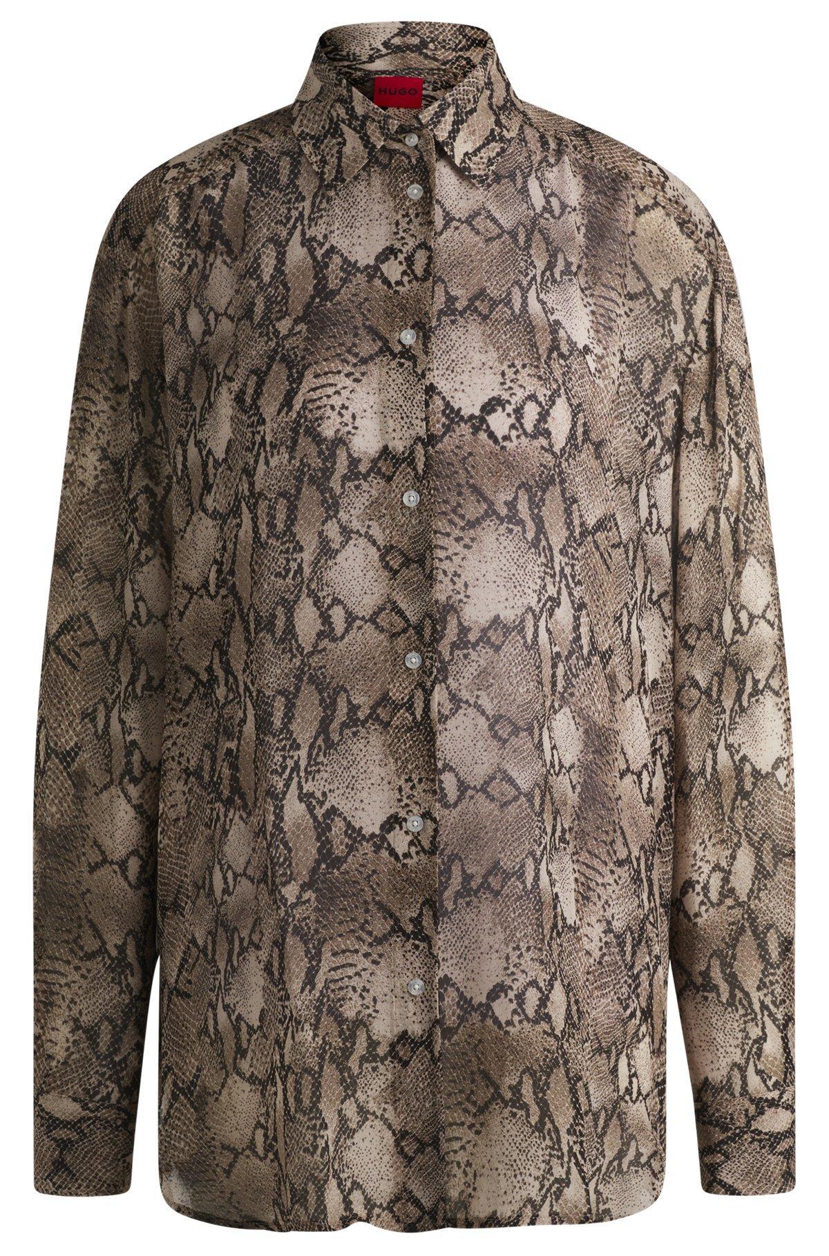 Oversize-fit blouse in python-print crepe de Chine Product Image