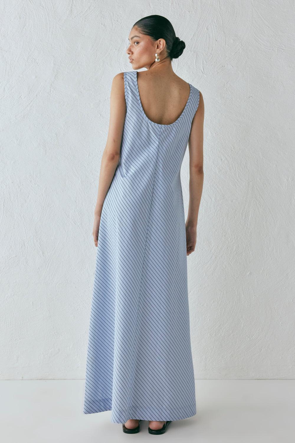 Kajal Maxi Dress Blue Stripe Product Image