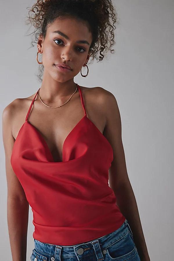 Urban Outfitters UO Deja Satin Cowl Neck Halter Cami Womens at Urban Outfitters Product Image