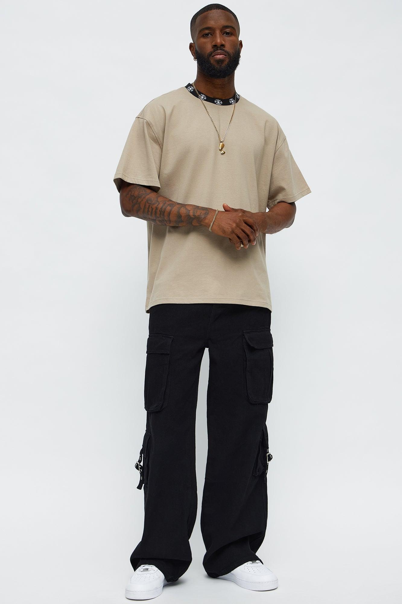 Short Sleeve Cross Collar Graphic - Stone Product Image