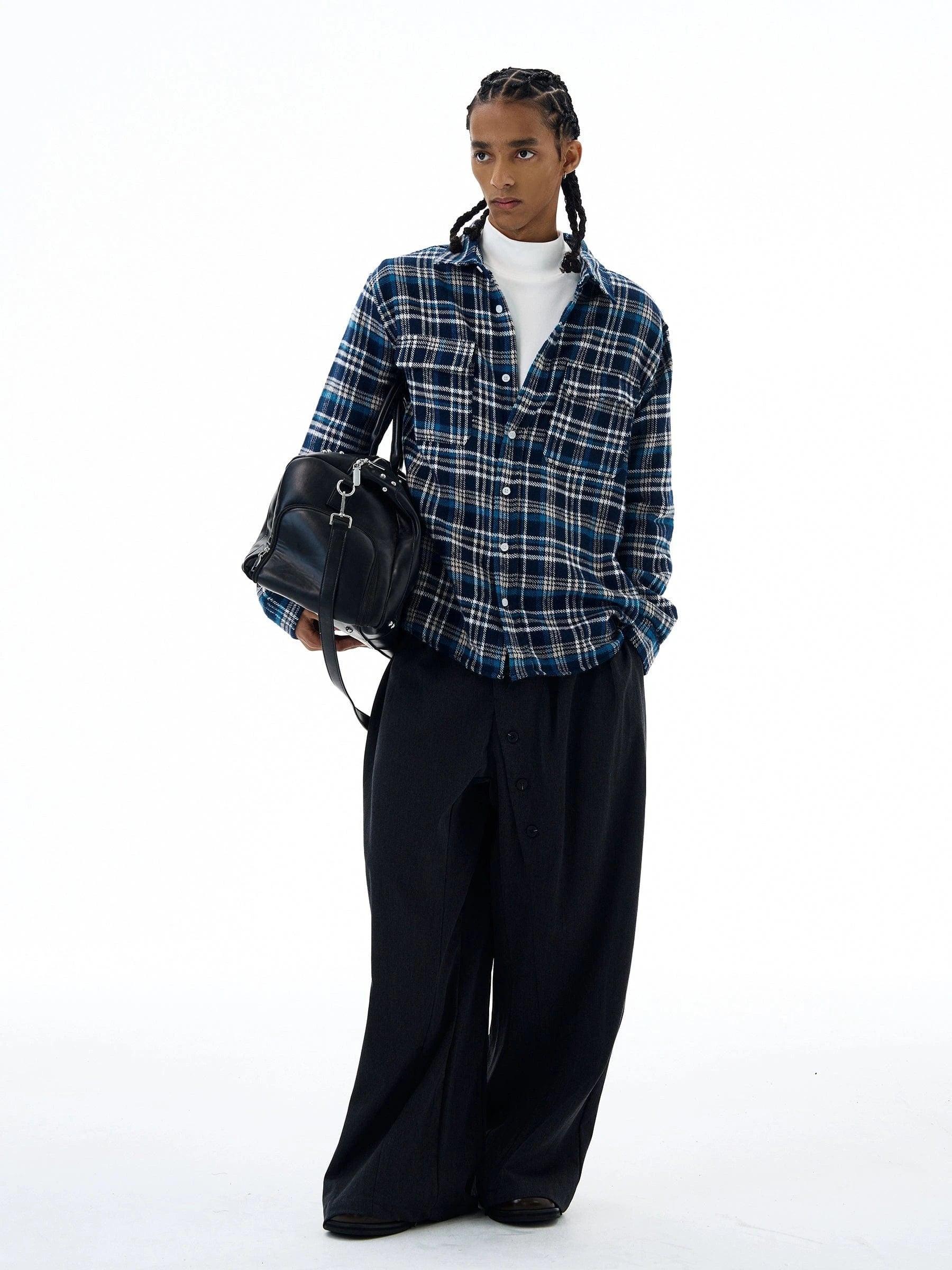 RT No. 19559 KNIT BLUE PLAID SHIRT JK Product Image
