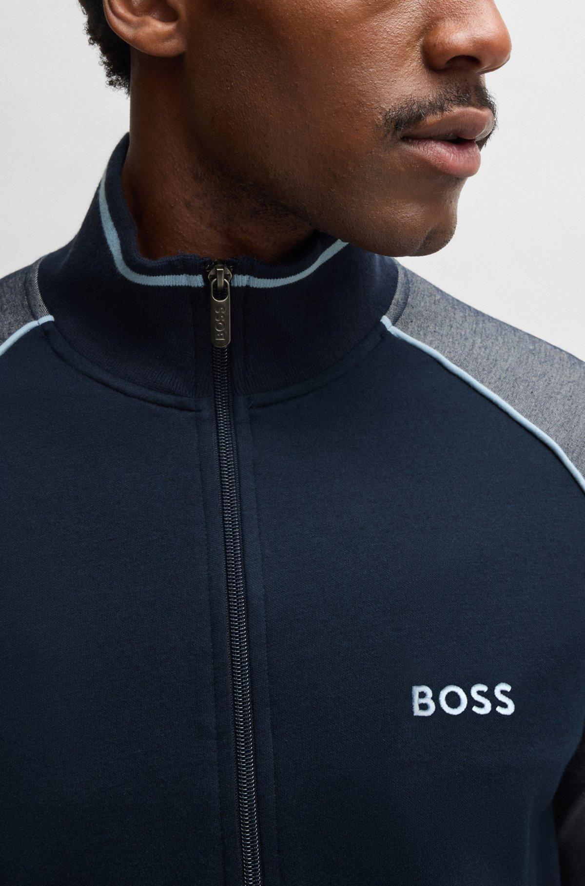 Cotton zip-up jacket with contrast piping Product Image