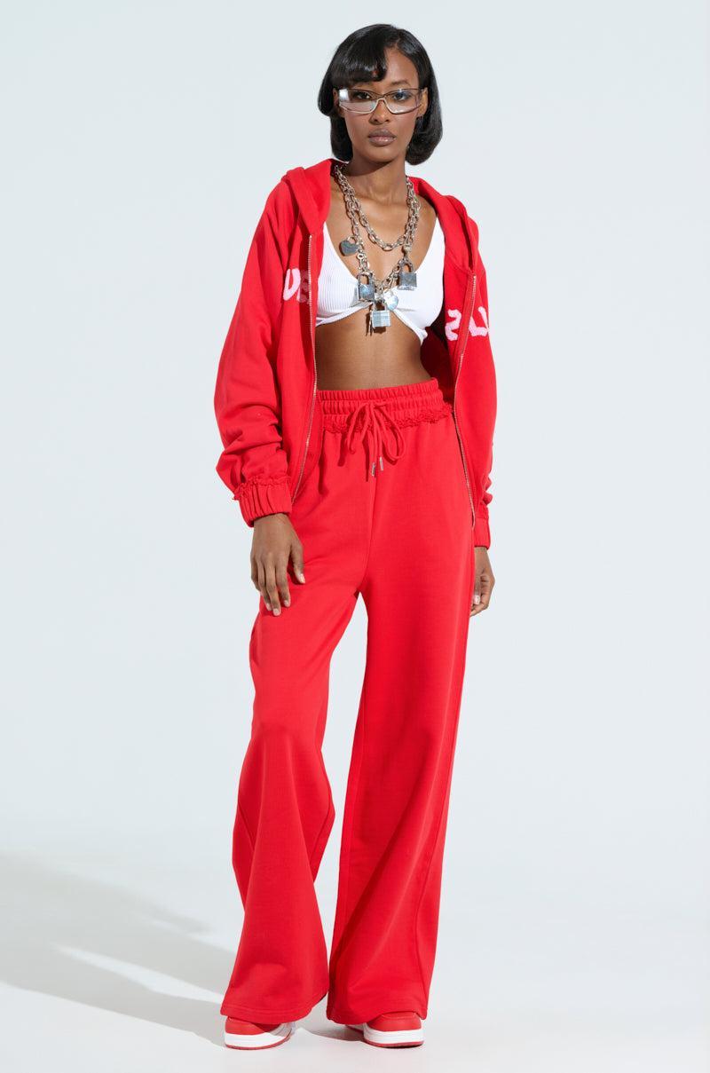 LOVERS CLUB WIDE LEG JOGGER IN RED Product Image