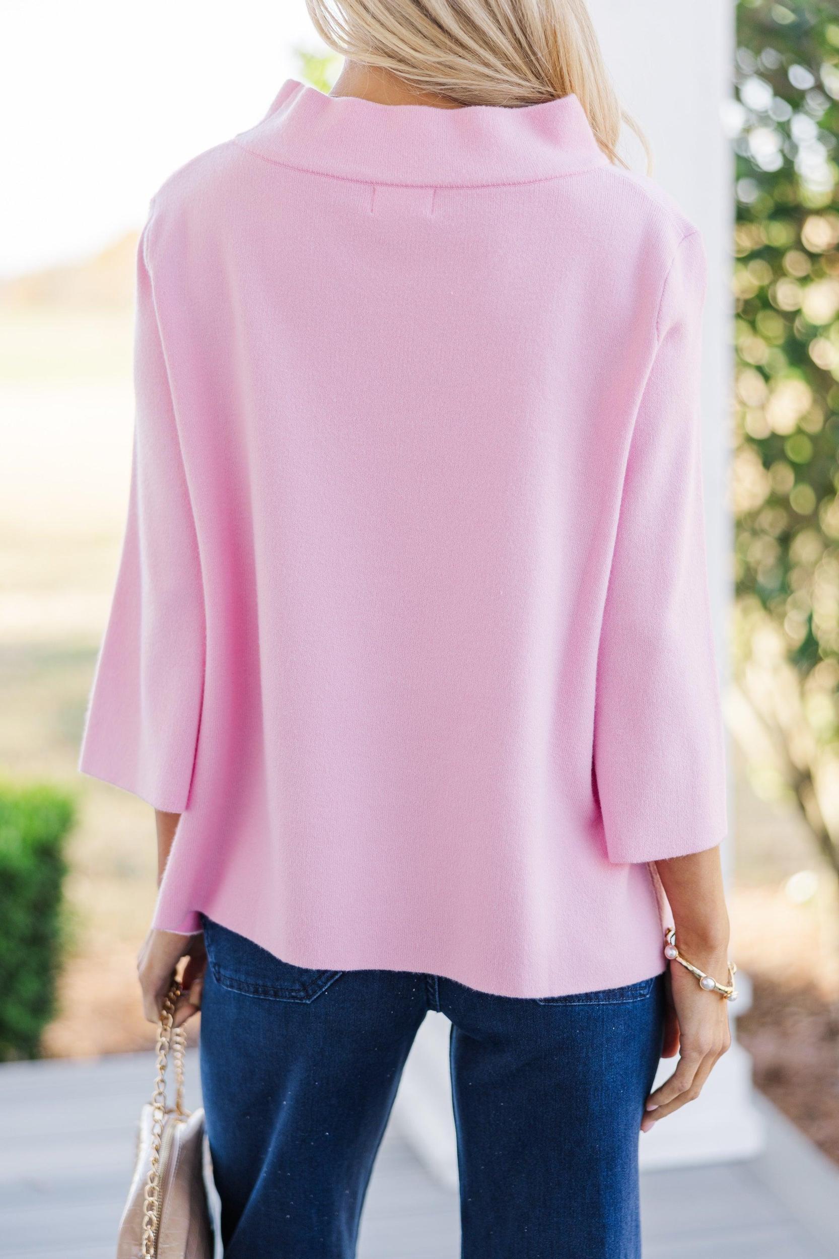 Just A Feeling Pink Mock Neck Sweater Female Product Image