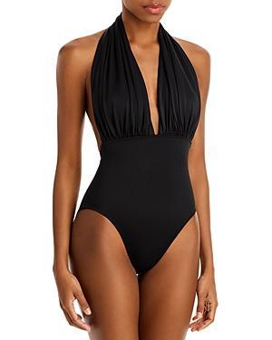 Norma Kamali Halter Low Back One Piece Swimsuit Product Image