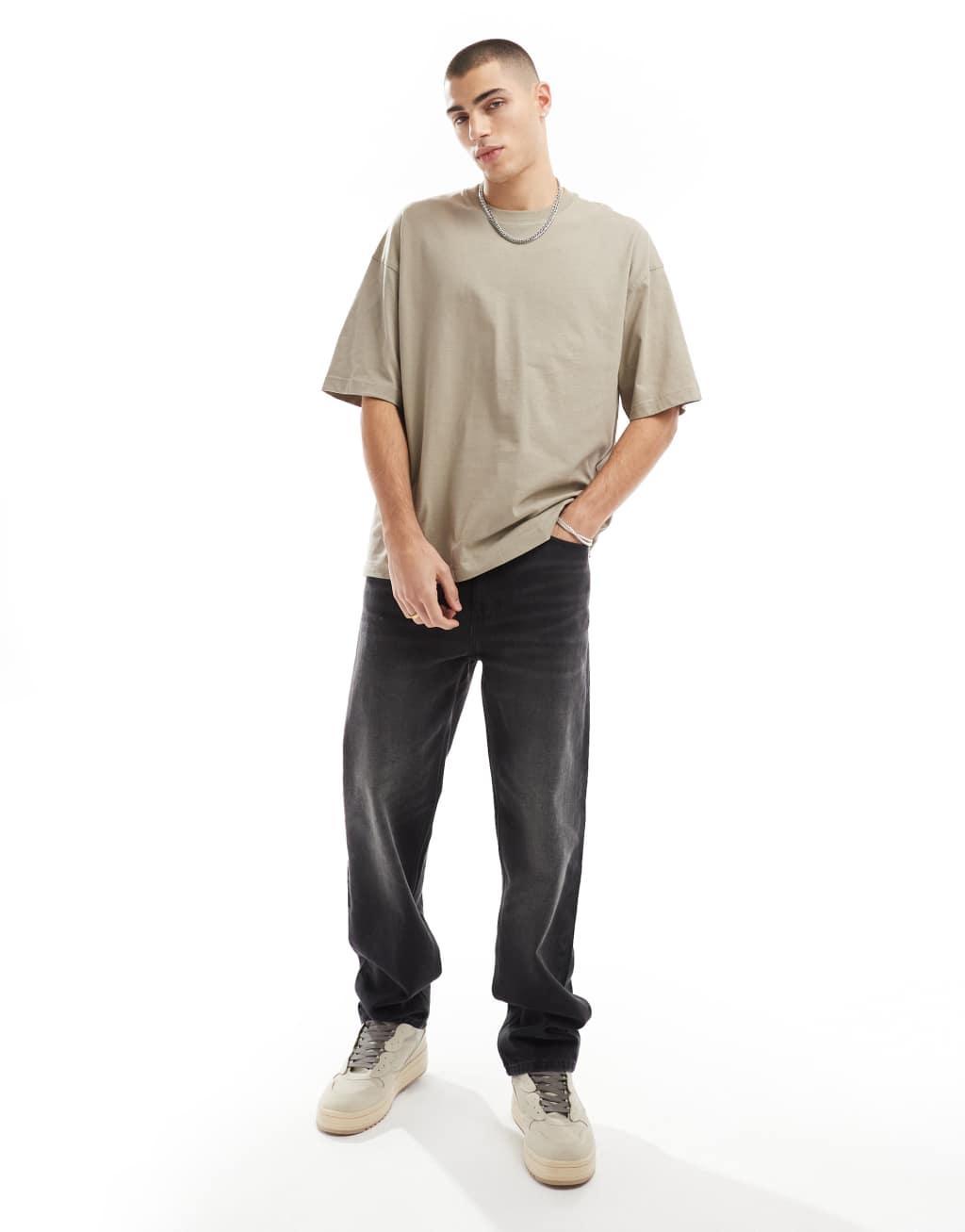 Bershka oversized T-shirt in sand Product Image