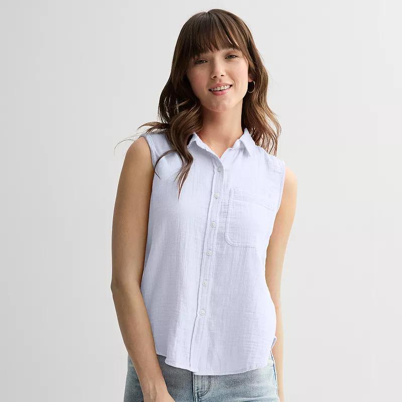 Juniors' SO® Sleeveless Shirt, Women's, Size: XL, Peri Ivory Product Image