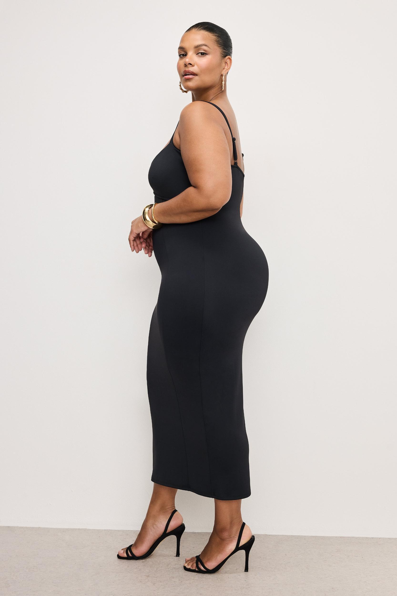 SCUBA SWEETHEART MIDI DRESS | BLACK001 Product Image