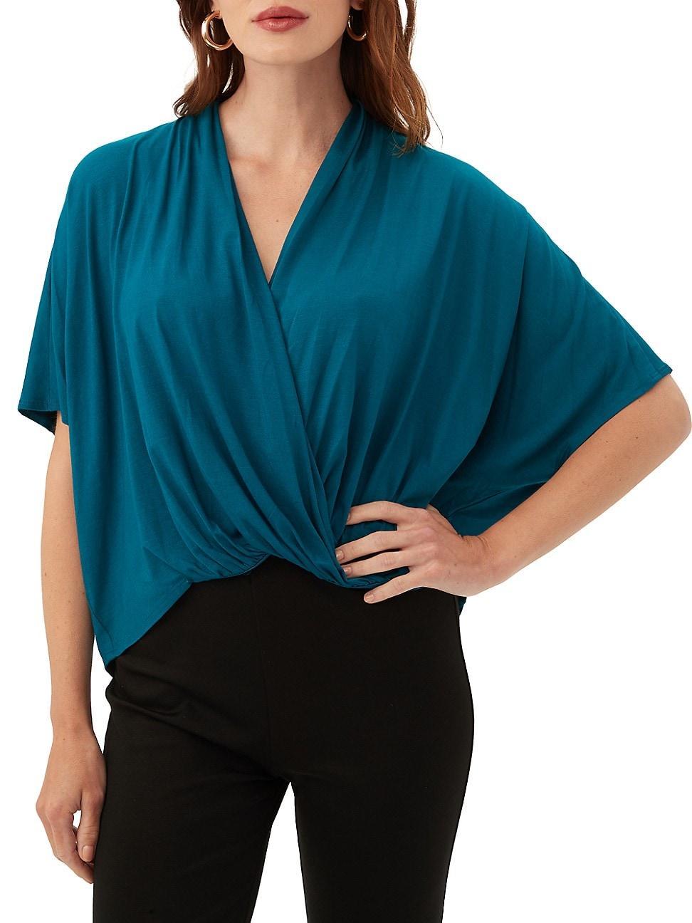Trina Turk Concourse Top (Pool Teal) Women's Clothing Product Image