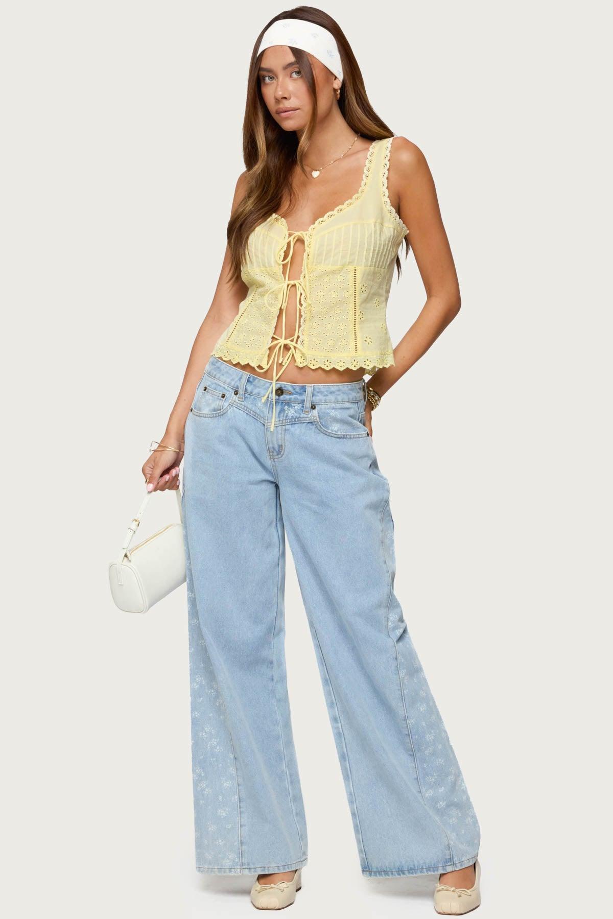 Fiore Eyelet Tie Front Top Product Image
