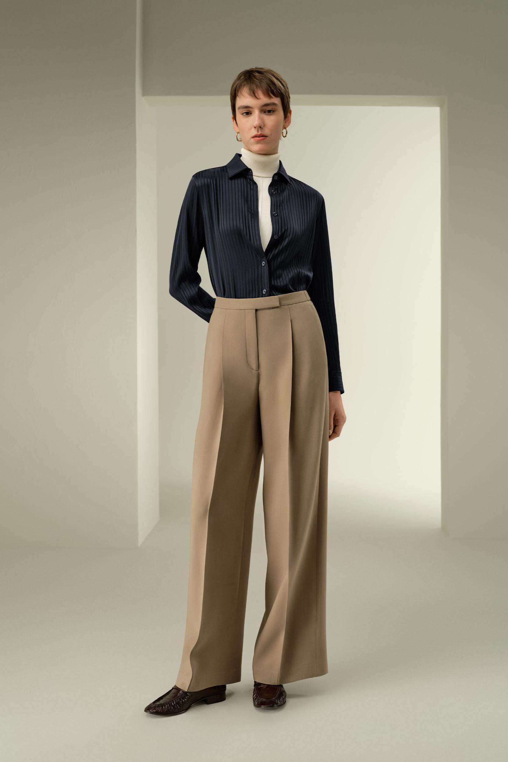 Stretched Jacquard Stripe Silk Shirt Product Image