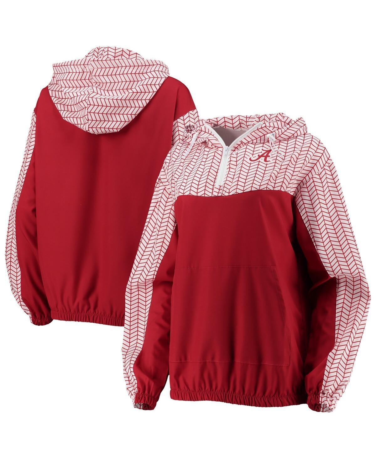 Women's ZooZatz Crimson Alabama Crimson Tide Chevron Swishy Quarter-Zip Hoodie Jacket, Size: Medium, Red Product Image