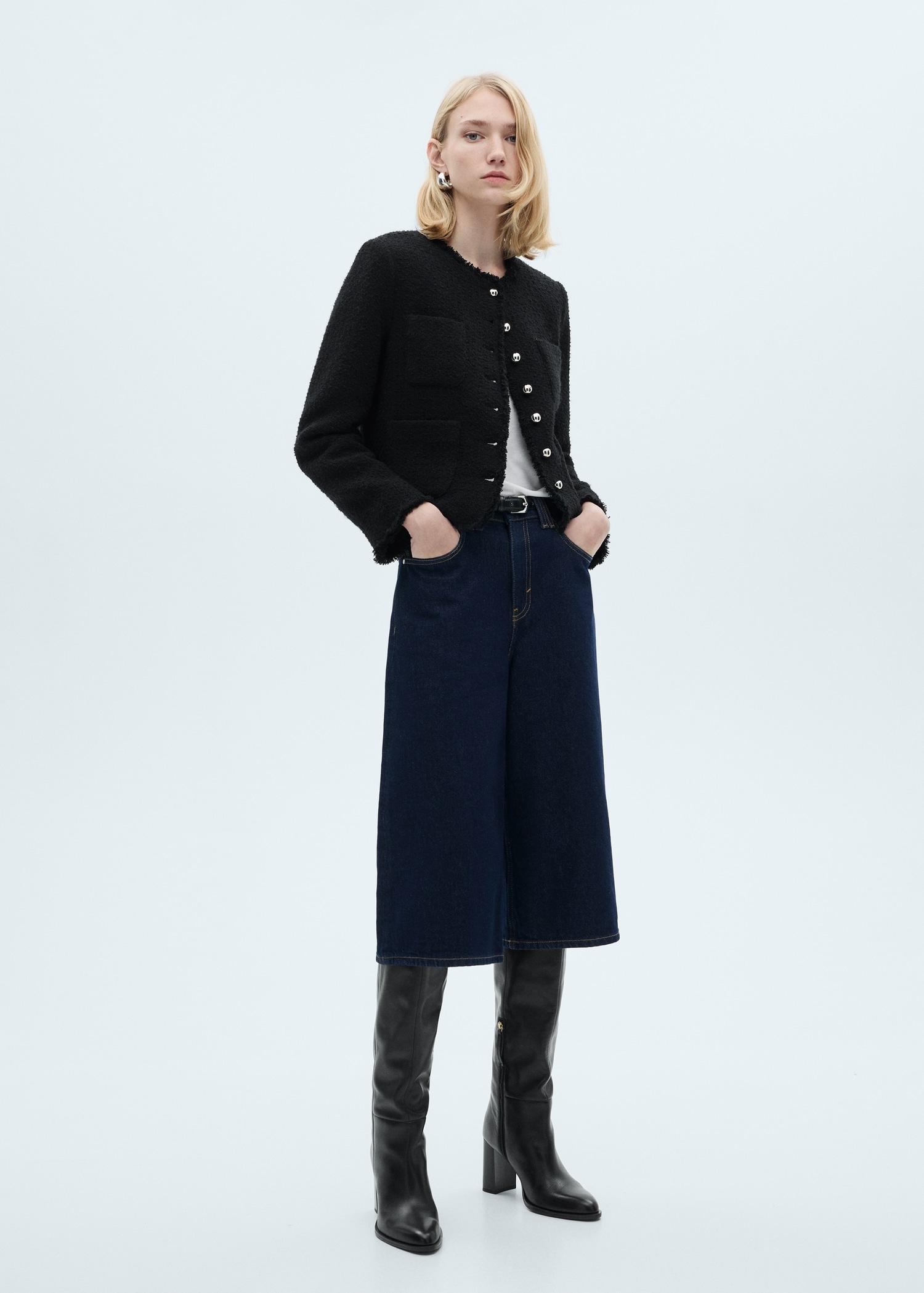 Tweed jacket with jewel buttons - Women | MANGO USA Product Image
