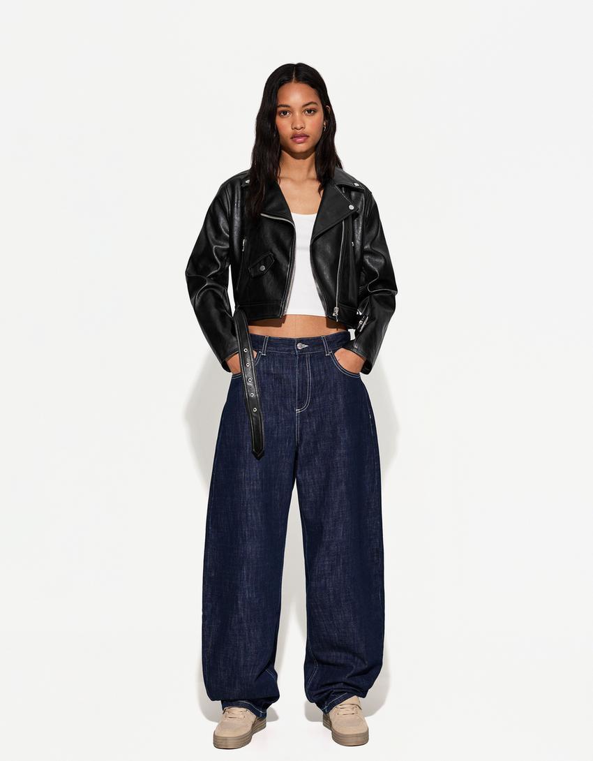 Leather effect biker jacket Product Image