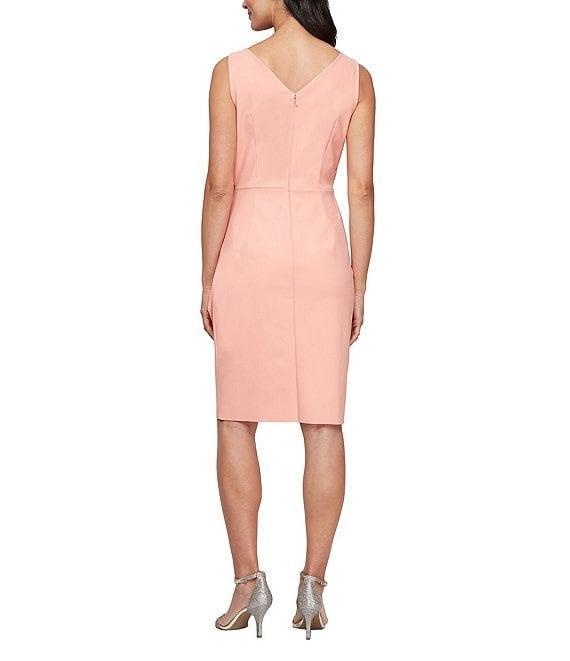 Alex Evenings Surplice V-Neck Sleeveless Ruched Brooch Sheath Dress Product Image