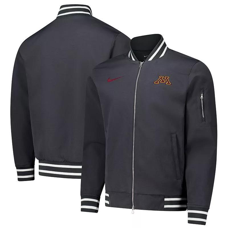 Men's Nike  Anthracite Minnesota Golden Gophers Full-Zip Bomber Jacket, Size: 2XL, Grey Product Image