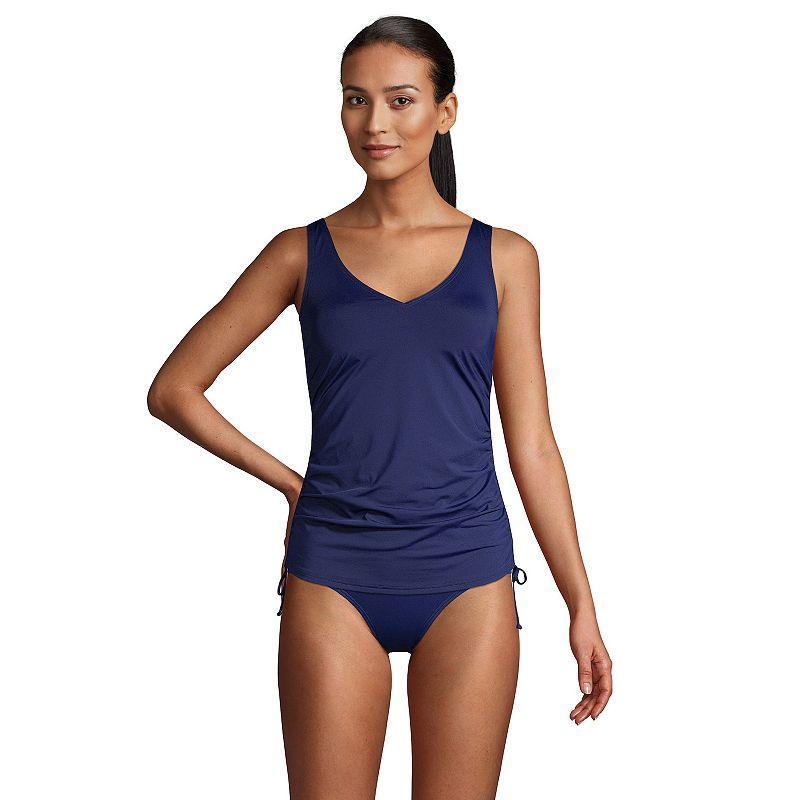 Womens Lands End Ruched UPF 50 Underwire D-Cup Tankini Top Deep Blue Product Image