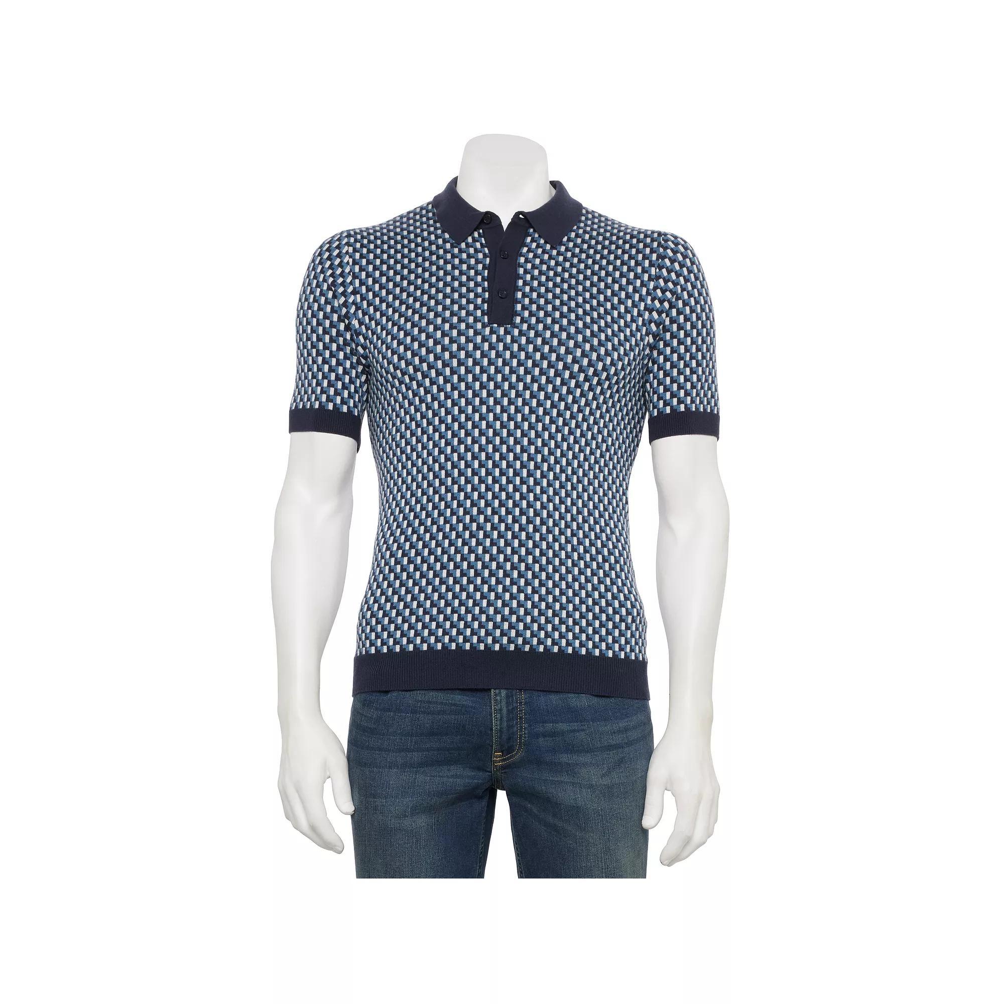 Men's Thomas Sterling Short Sleeve Sweater Polo Shirt, Size: Large, Blue Product Image
