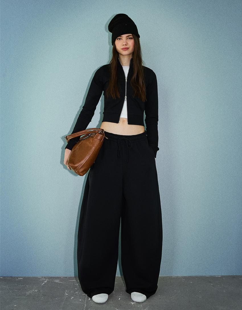 Sweatshirt material barrel pants Product Image