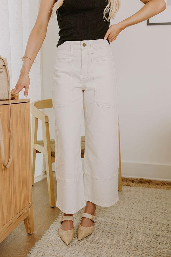 The Maeve High Waist Wide Leg Crop Jean in Cream Product Image