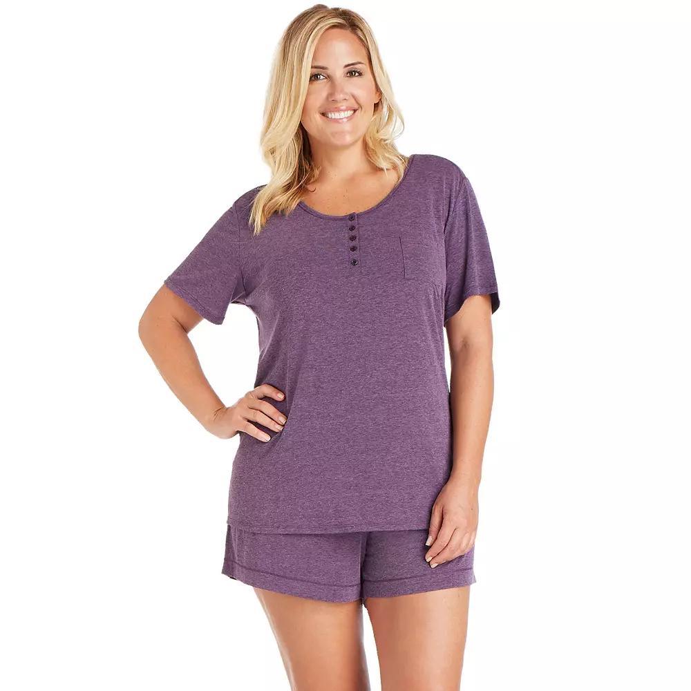 Plus Size Cuddl Duds Essentials Pajama Tee & Pajama Boxers Sleep Set, Women's, Size: 2XL, Purple Product Image