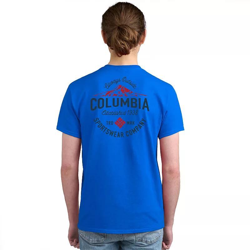 Mens Columbia Adventure Print Short Sleeve Graphic Tee Grey Gray Product Image