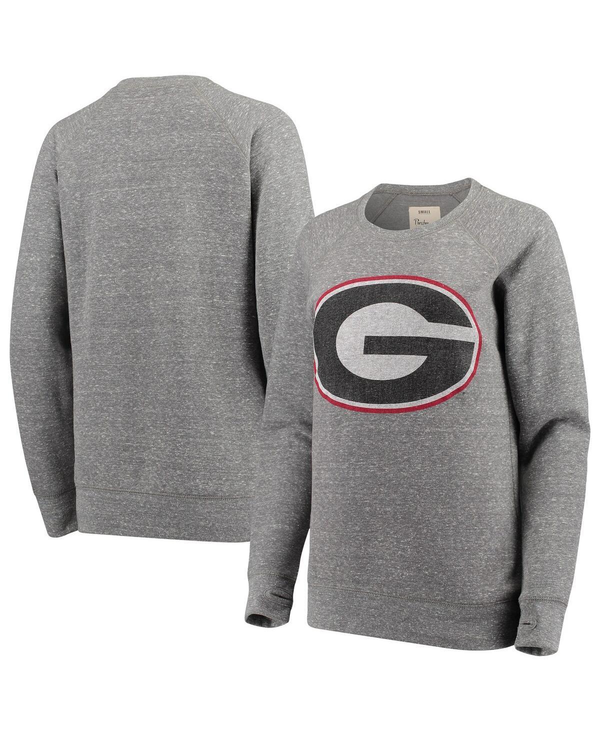 Women's Pressbox Heathered Gray Georgia Bulldogs Big Team Logo Knobi Fleece Tri-Blend Crew Neck Sweatshirt, Size: Medium, Grey Product Image