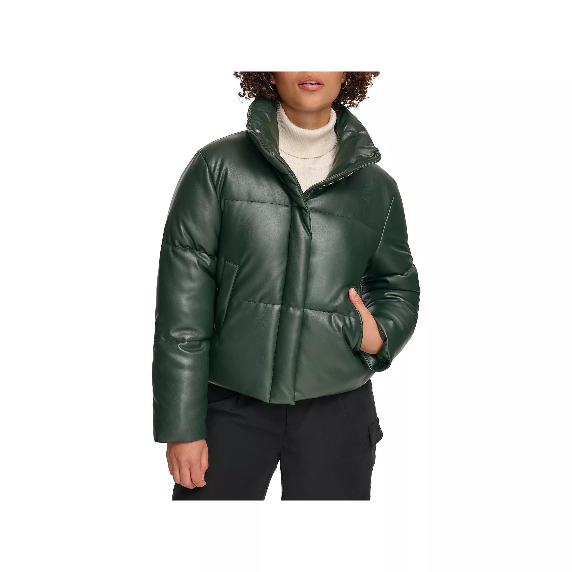 Womens Levis Faux-Leather Short Puffer Jacket Green Product Image