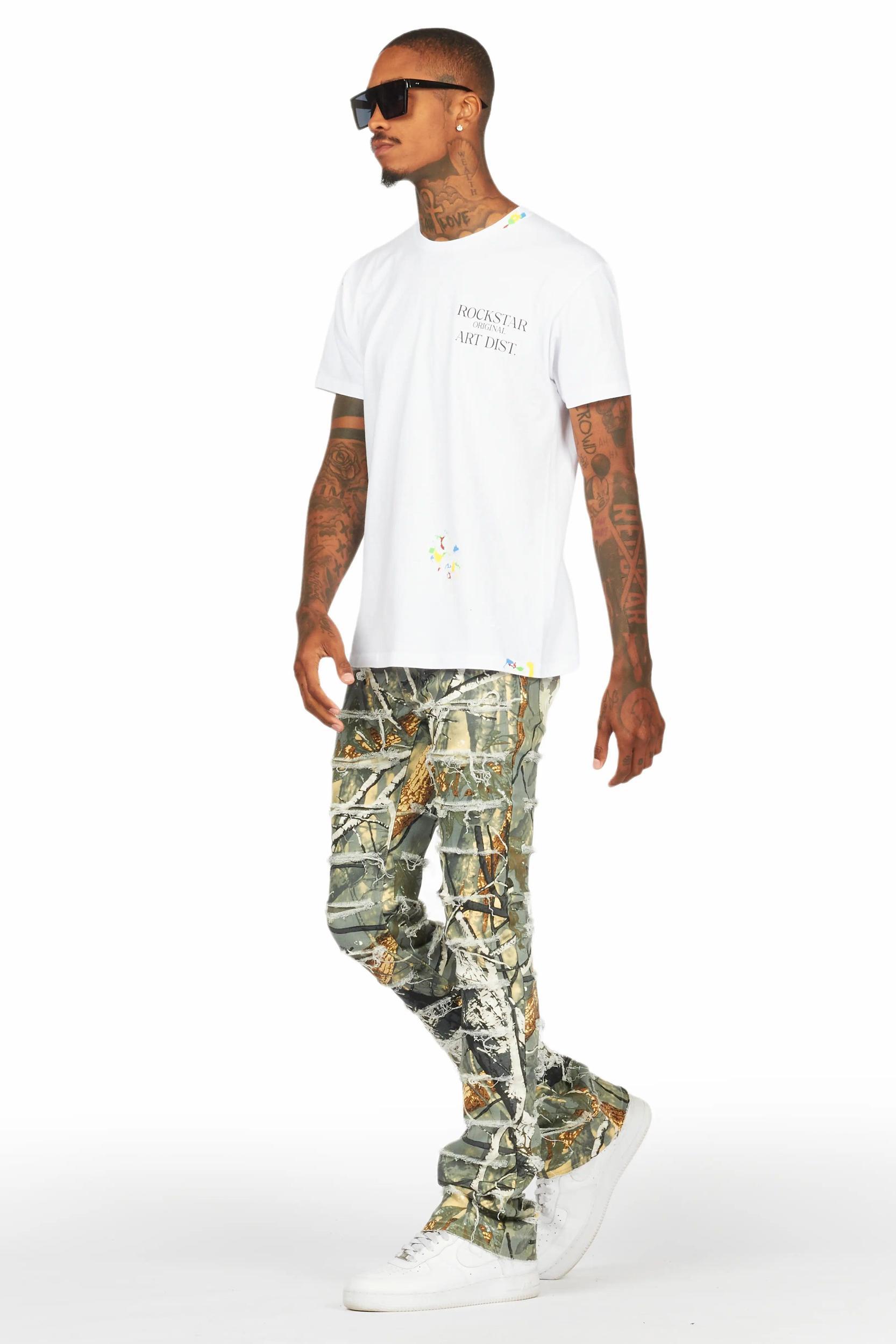 Miguelo Tree Camo Stacked Flare Jean Male Product Image