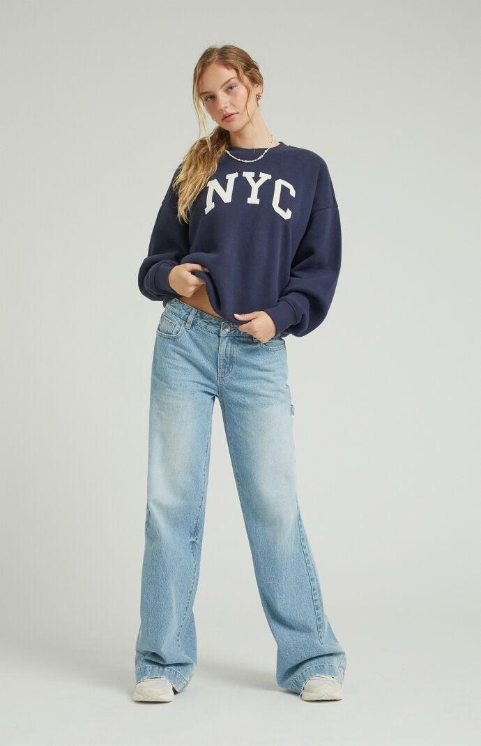 Women's Casey Light Indigo Carpenter Low Rise Baggy Jeans Product Image