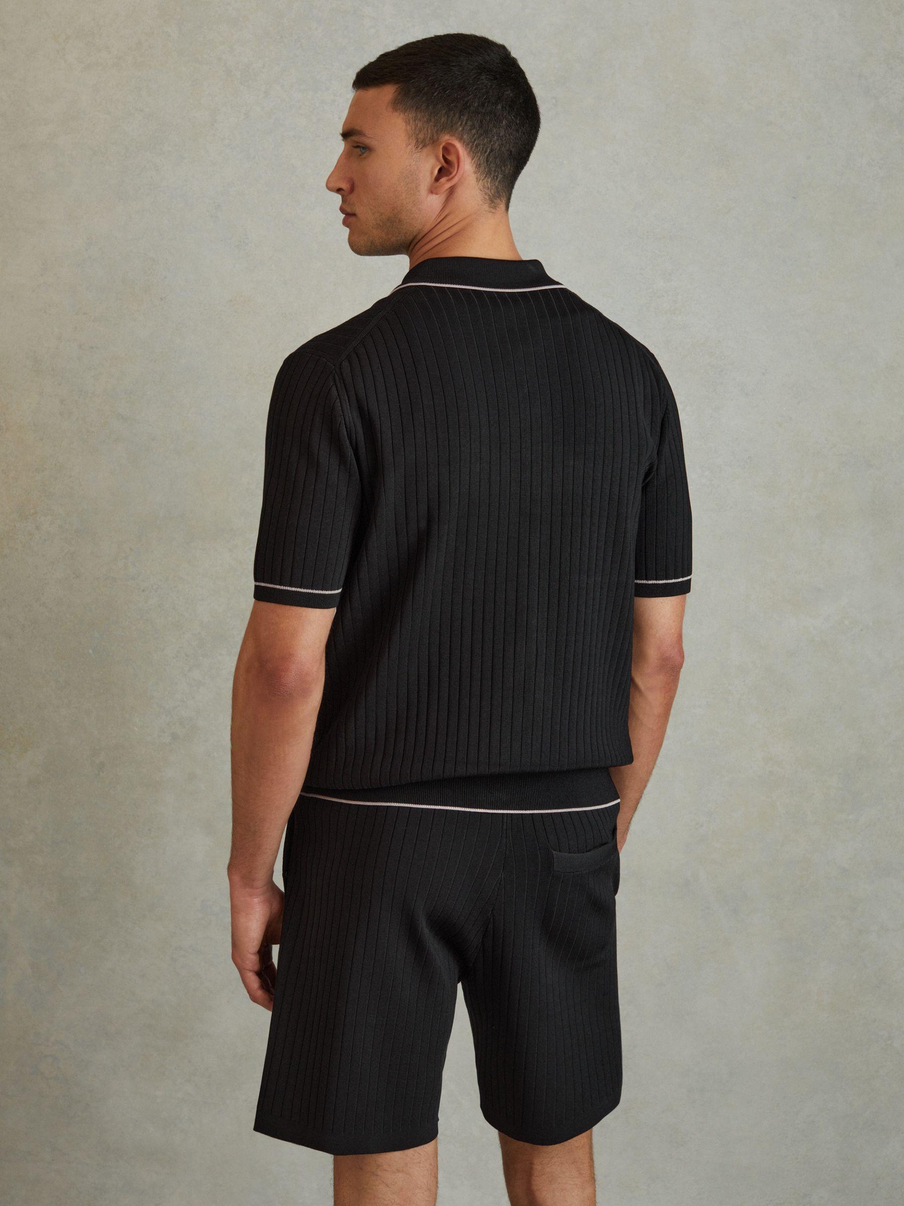 Ribbed Dual Zip-Front Shirt in Black Product Image