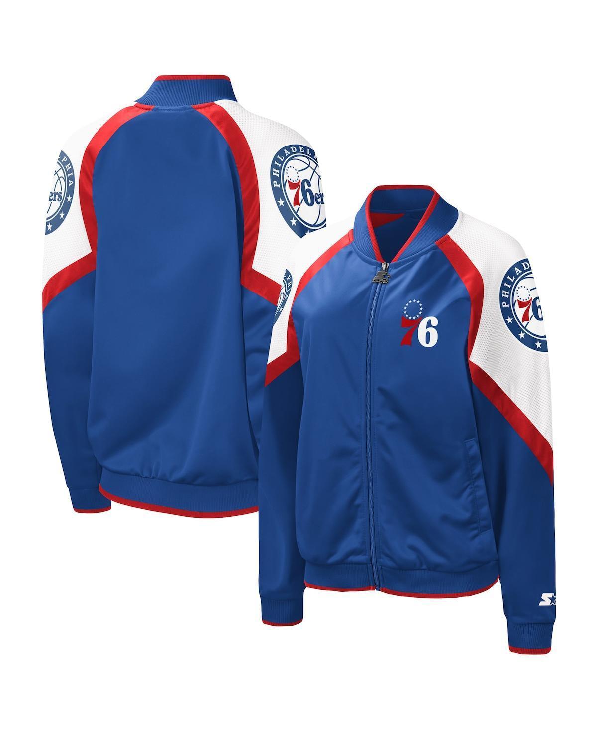Women's Starter Royal/Red Philadelphia 76ers Fan Girl Satin Raglan Full-Zip Jacket, Size: Medium, 76r Blue Product Image