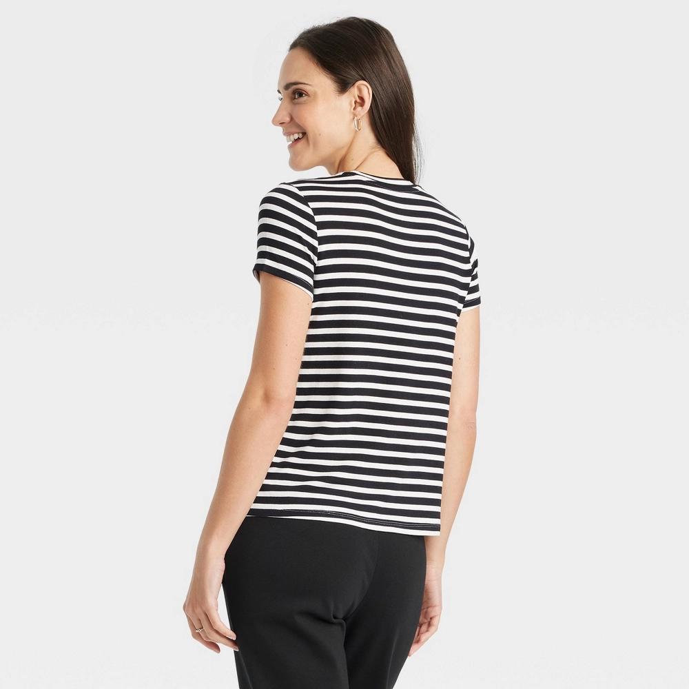 Womens Short Sleeve Brushed Knit T-Shirt - A New Day Striped Product Image
