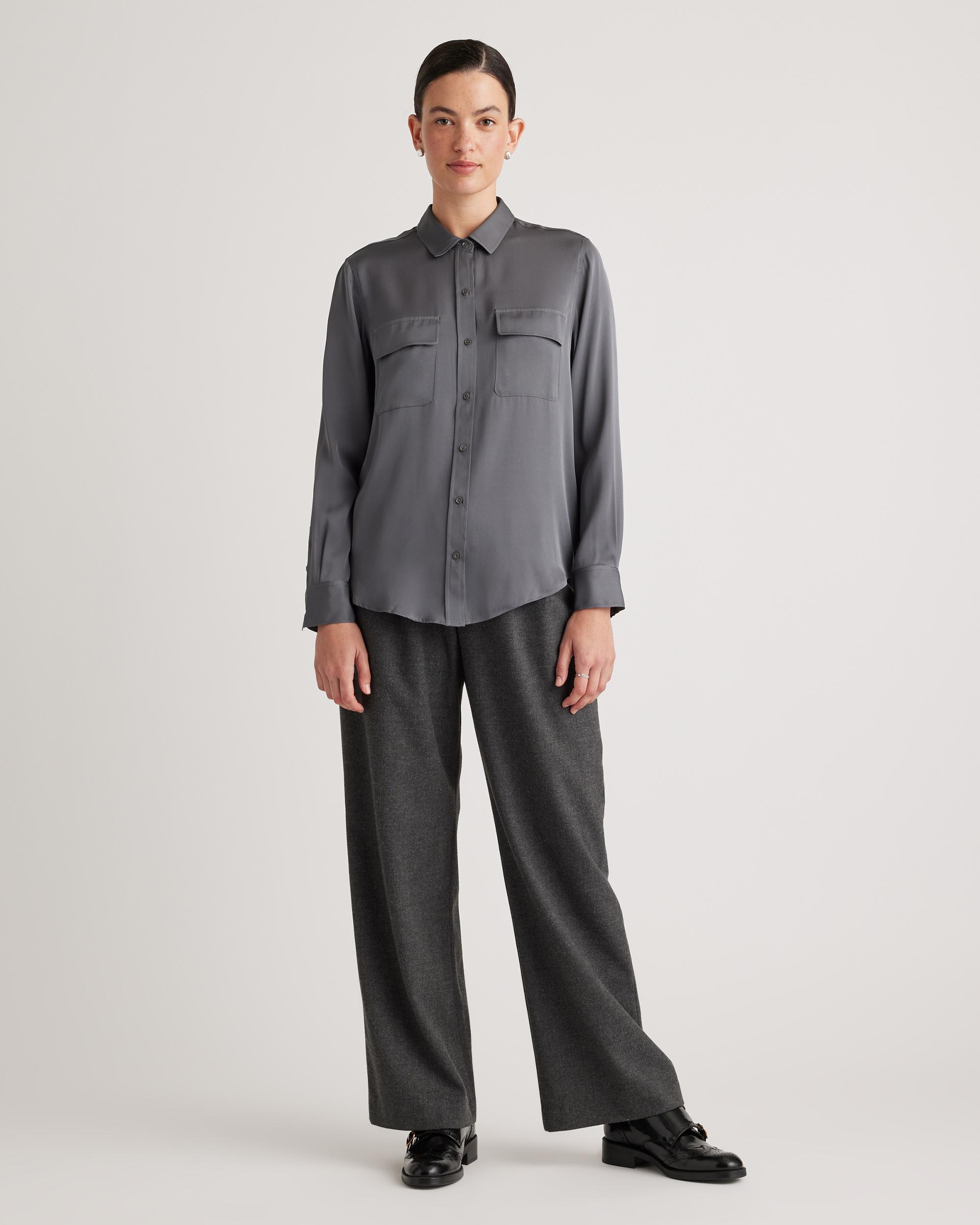 Quince | Women's Washable Stretch Silk Utility Long Sleeve Blouse Product Image