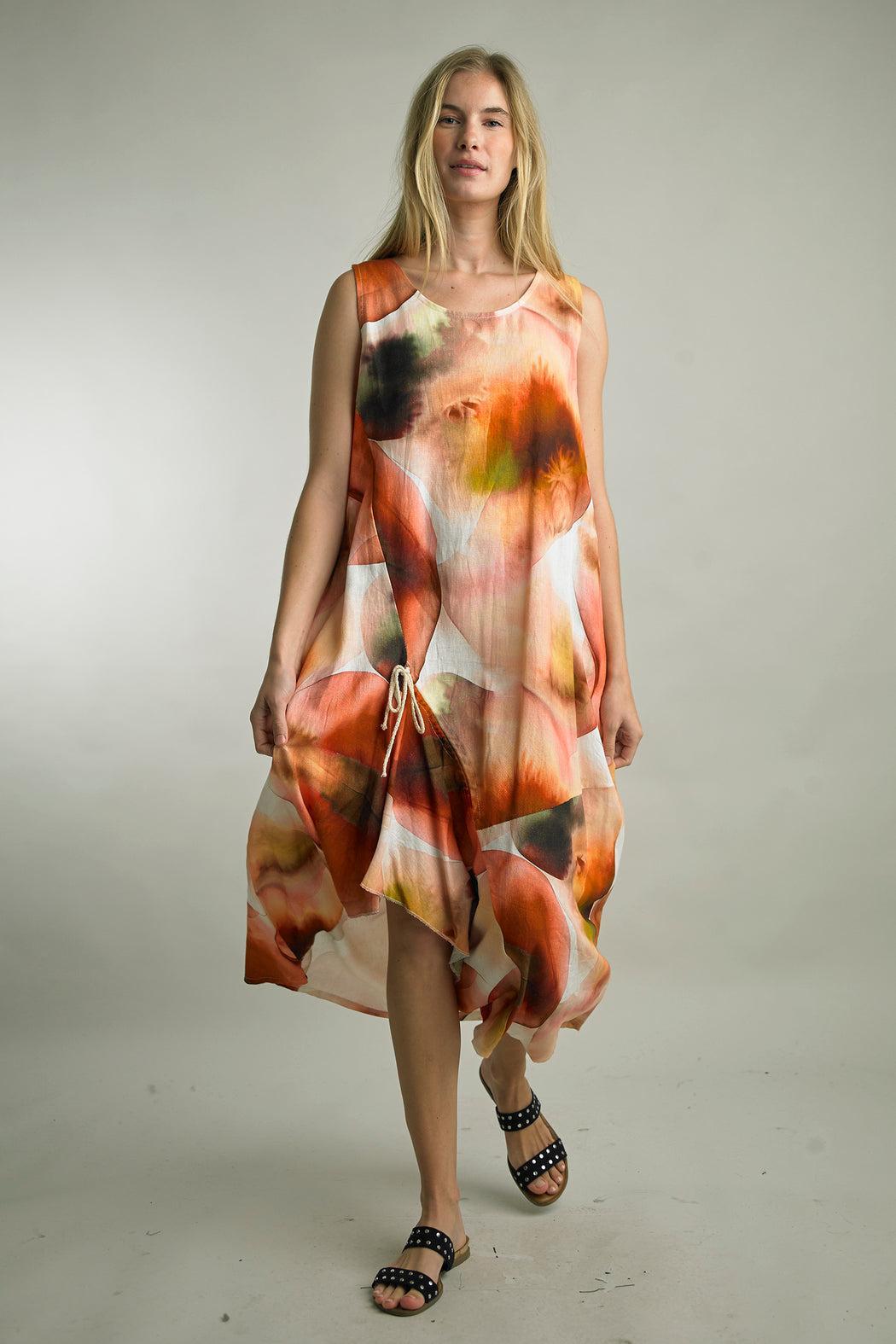 Coral Ruched Maxi Dress Product Image