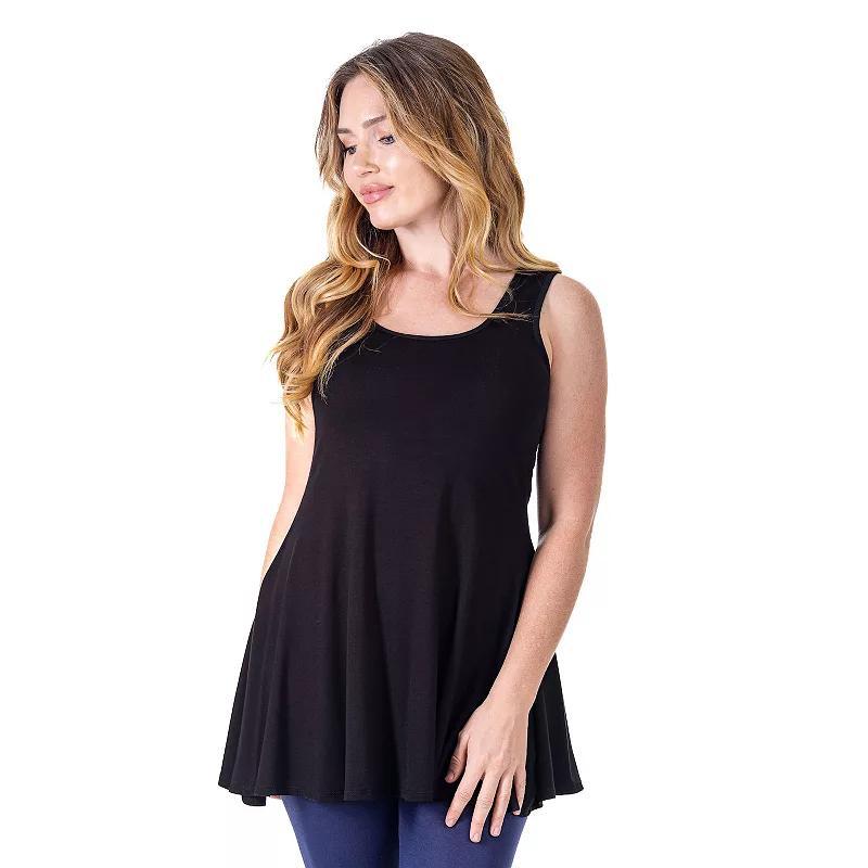 Womens 24Seven Comfort Apparel Scoop Neck Sleeveless Tunic Top Brown Product Image