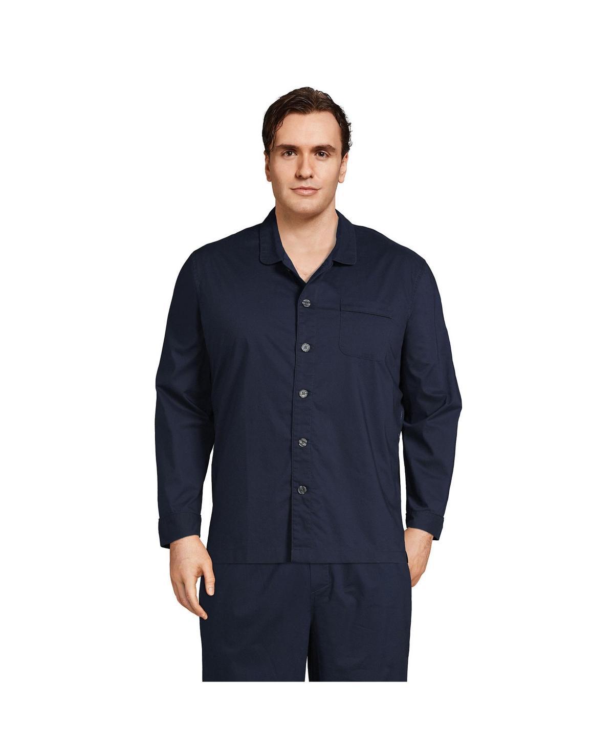 Big & Tall Lands' End Broadcloth Pajama Sleep Shirt, Men's, Size: 2XB, Mariner Blue Stripe Product Image
