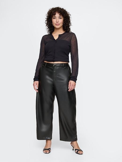 Mid Rise Vegan Leather Barrel Pants Product Image