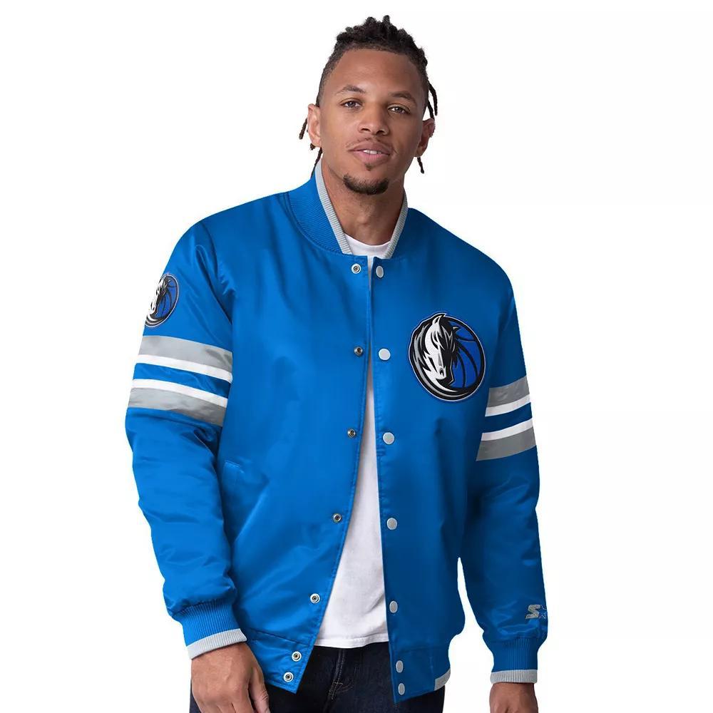 Men's Starter Blue Dallas Mavericks Scout I Full-Snap Varsity Jacket, Size: Large Product Image
