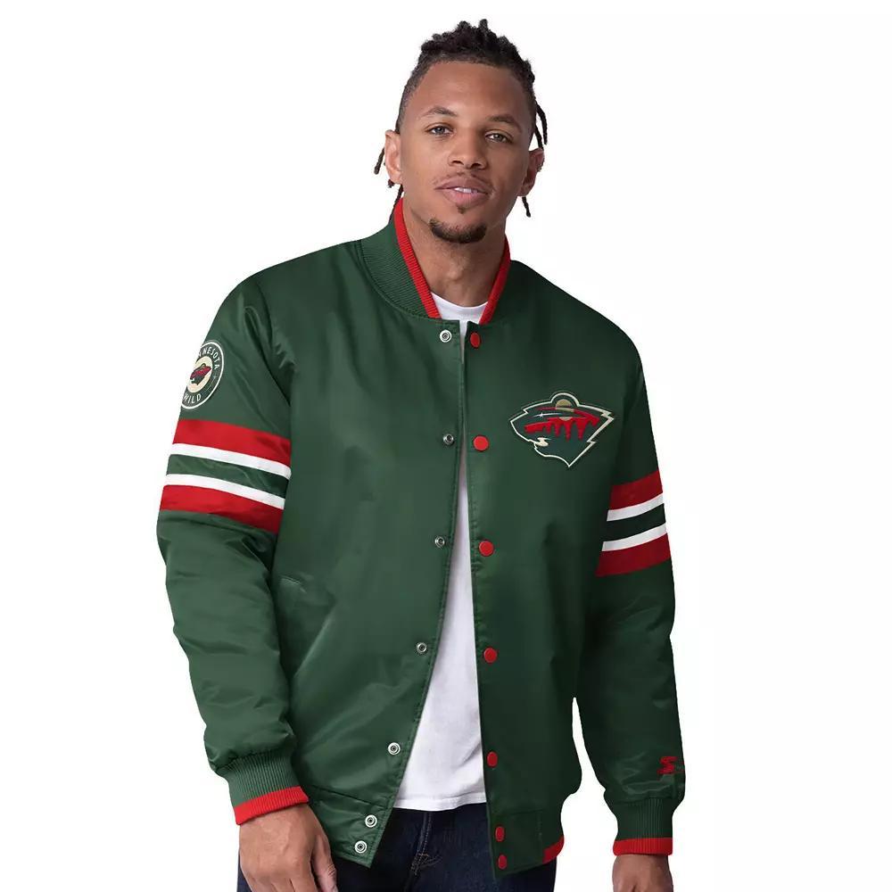 Men's Starter Red Chicago Bulls Scout Varsity Satin Full-Snap Jacket, Size: Small Product Image