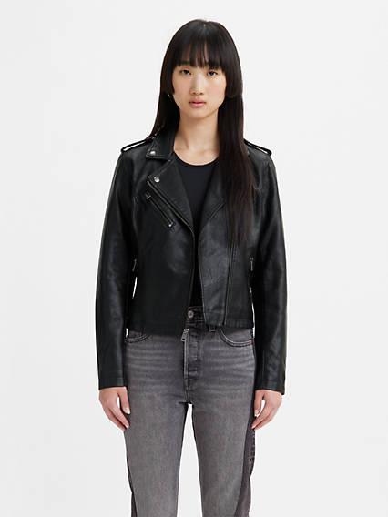 Faux Leather Moto Jacket Product Image