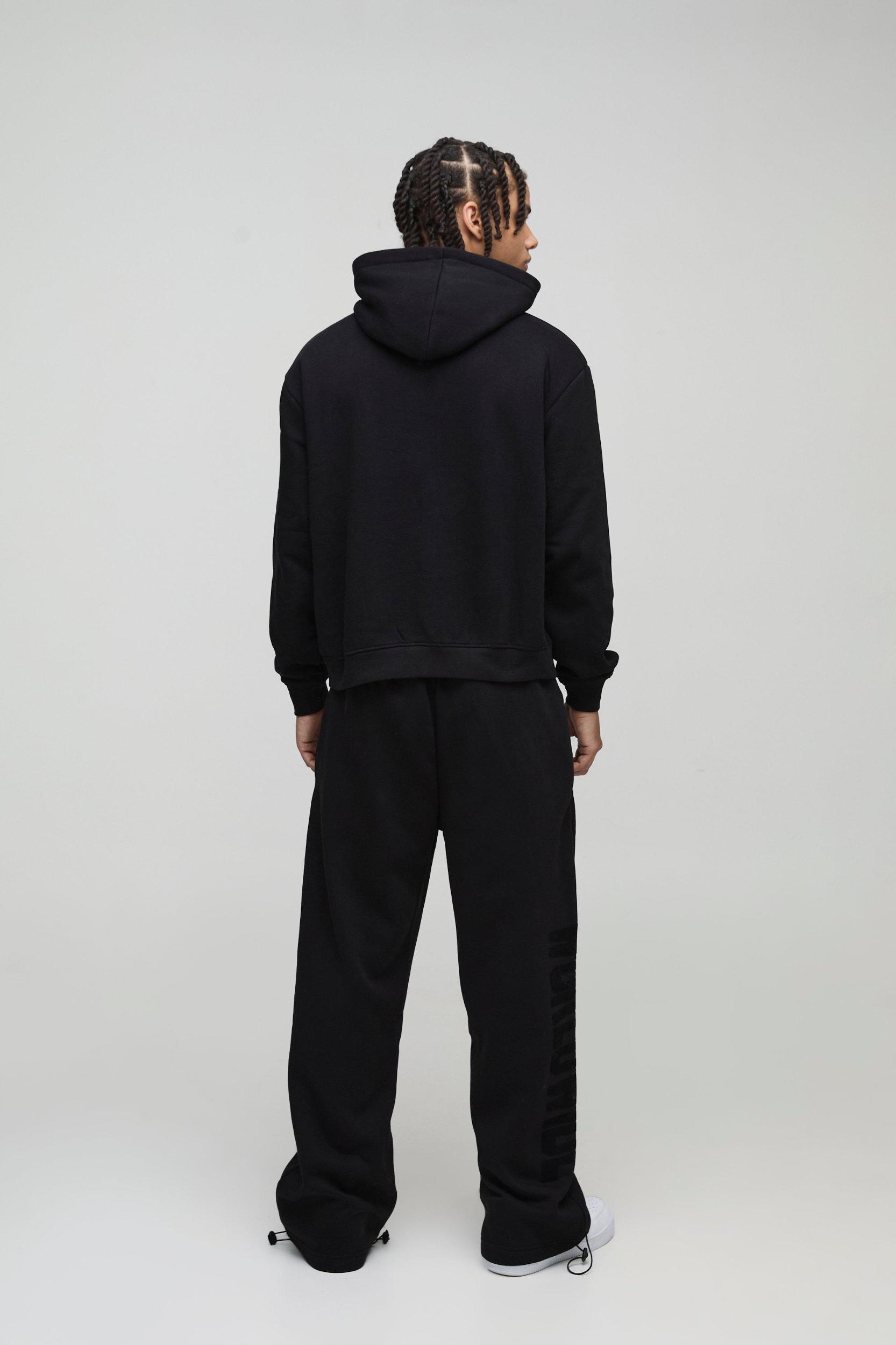 Oversized Boxy Flock Print Wide Leg Tie Cuff Tracksuit | boohooMAN USA Product Image