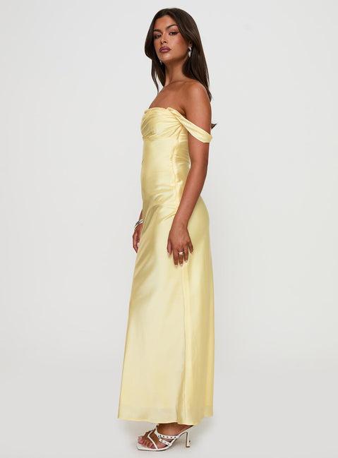 Azura Off The Shoulder Maxi Dress Yellow Product Image